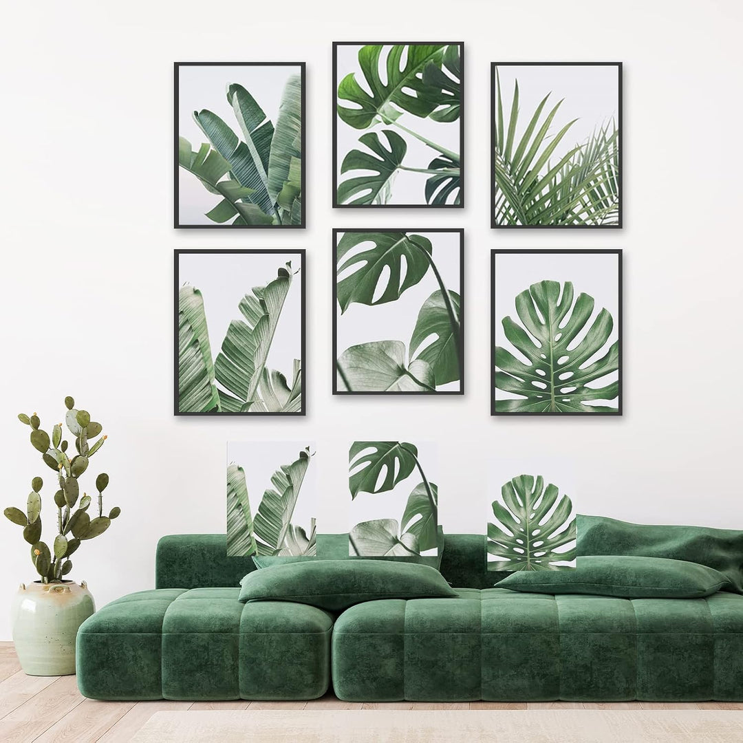 HoozGee Botanische Wandkunstdrucke Set mit 6 tropischen Blättern Dekor Pflanze Blatt Wandkunst Leinw