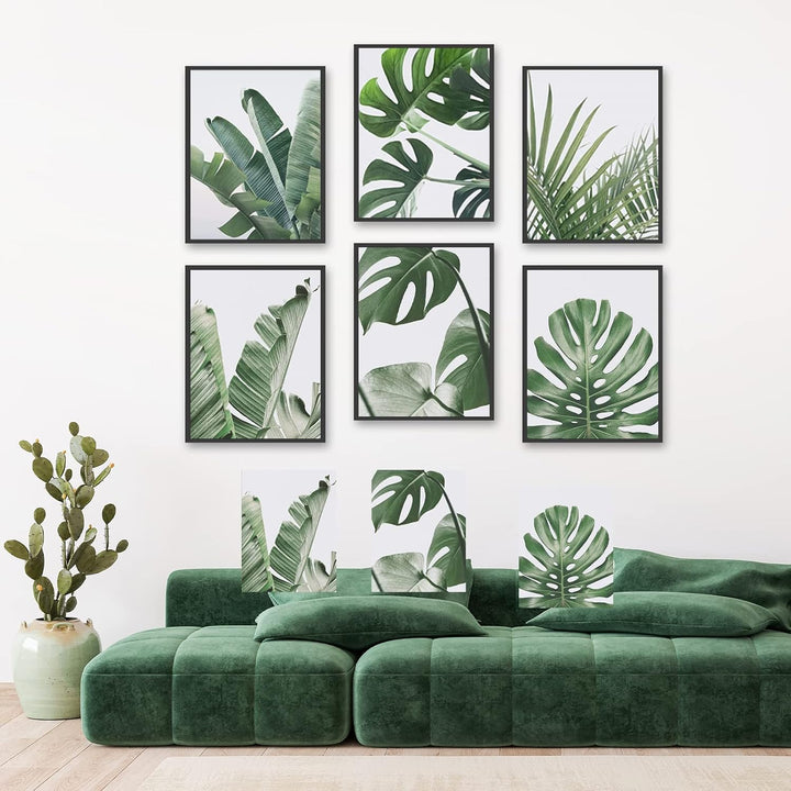 HoozGee Botanische Wandkunstdrucke Set mit 6 tropischen Blättern Dekor Pflanze Blatt Wandkunst Leinw