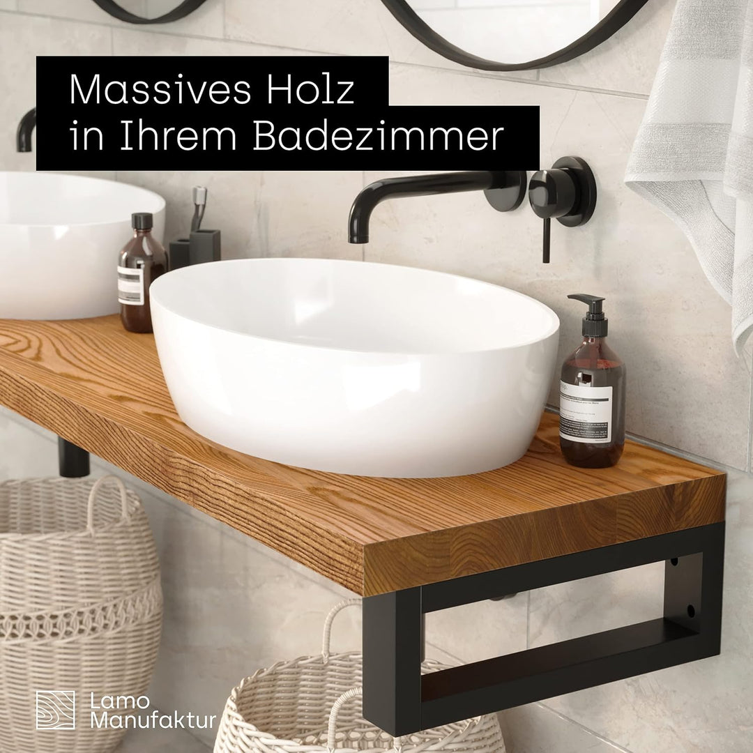 LAMO Manufaktur Waschtischplatte, Holzplatte Waschtisch, 50x55 cm (AxB), Dunkel, ohne Montageset, LW