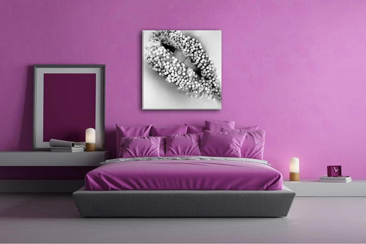 deyoli Zucker süsse Lippen Format: 60x60 Effekt: Schwarz&Weiss als Leinwandbild, Motiv auf Echtholzr