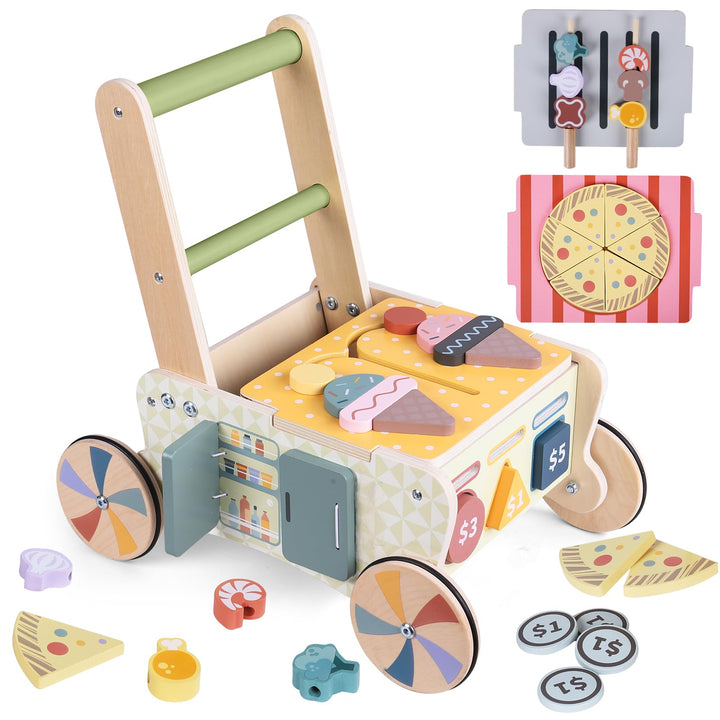 Holzwalker für Babys, Montessori-Spielzeug, Küchenwalker zum Schieben und Ziehen, Lernaktivitäten, B