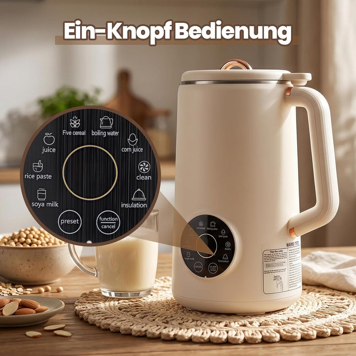 8 in 1 Nussmilchmaschine, 1000ML Multifunktional Automatische Pflanzenmilchbereiter mit 10 Klingen u