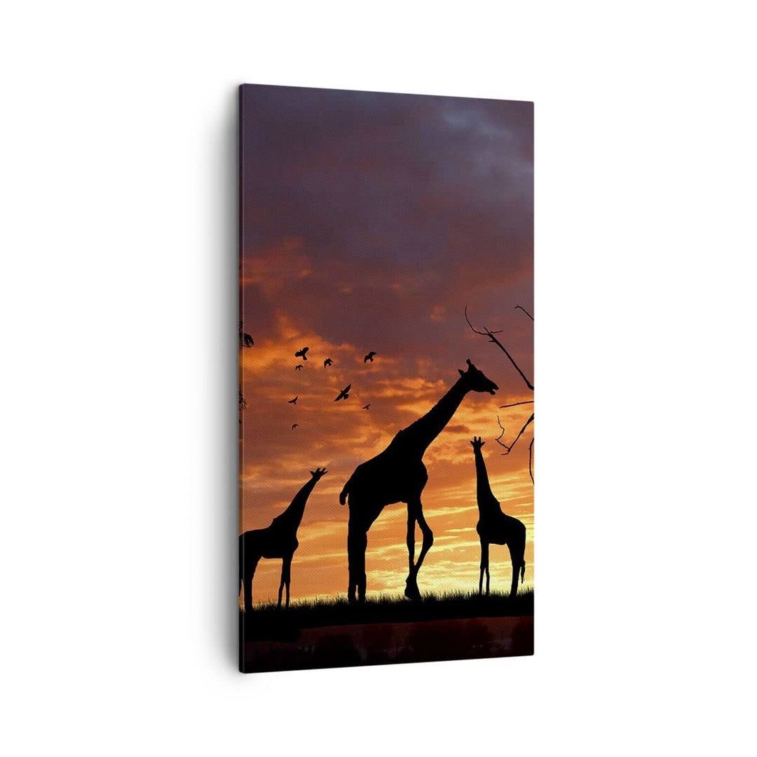 Bilder auf Leinwand Giraffe Afrika Sonne Safari Leinwandbild mit Rahmen 45x80cm Wandbilder Dekoratio