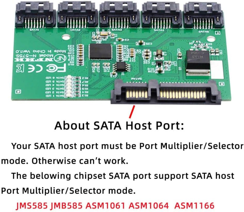 chenyang SATA 3.0 Splitter Ports Adapter,SATA 1 auf 5 SATA 3.0 HUB Konverter Adapter PM Multiplier P