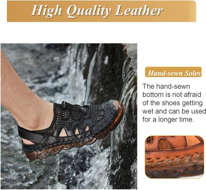Sandalen Herren Outdoor Trekkingsandalen Leder Strand Wandersandale Sport Sommer Männer Freizeitschu