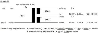 Sedlbauer Ringkerntrafo Transformator 15VA 2x12V für Audio, Industrie, Halogen und Schienensysteme -