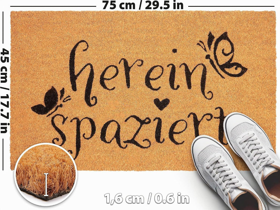 BRUBAKER Fussmatte für Aussen und Innen - Herein Spaziert mit Schmetterlingen - 45 x 75 cm Schmutzfa