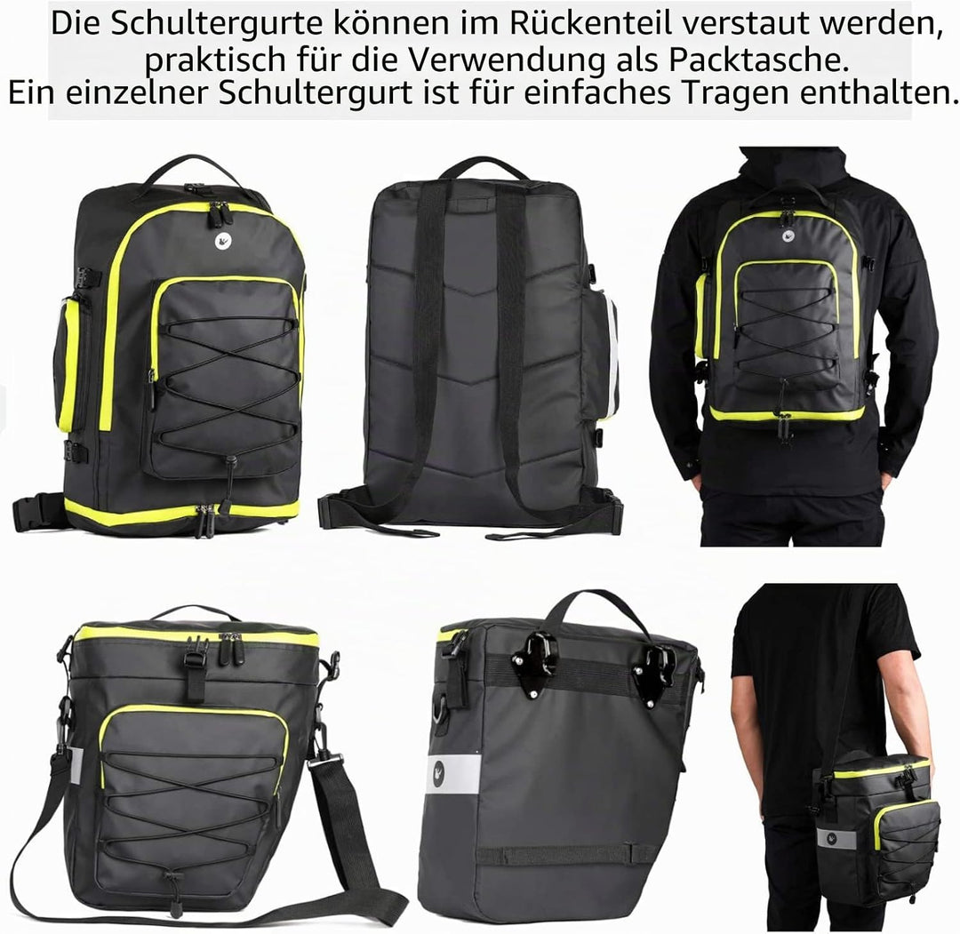 BAIGIO Fahrradtasche 3-in-1 Multifunction wasserdichte Gepäckträgertasche 75L Radfahren Gepäckträger