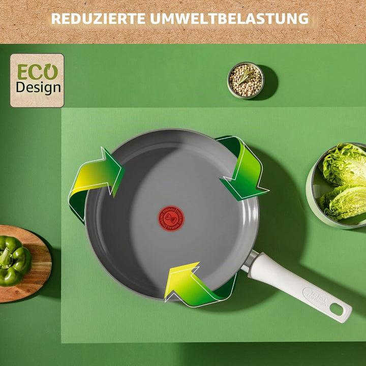 Tefal Renew On Bratpfannen 2 Stück, Grau, 24/28 cm, Keramik-Antihaftbeschichtung, Induktion, Thermo-