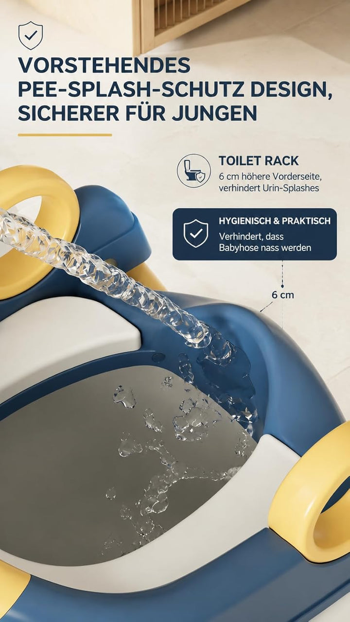 Toilettentrainer für Kinder für Jungen und Mädchen, 2 in 1 Kind Toilettensitz mit Treppe, Spritz und