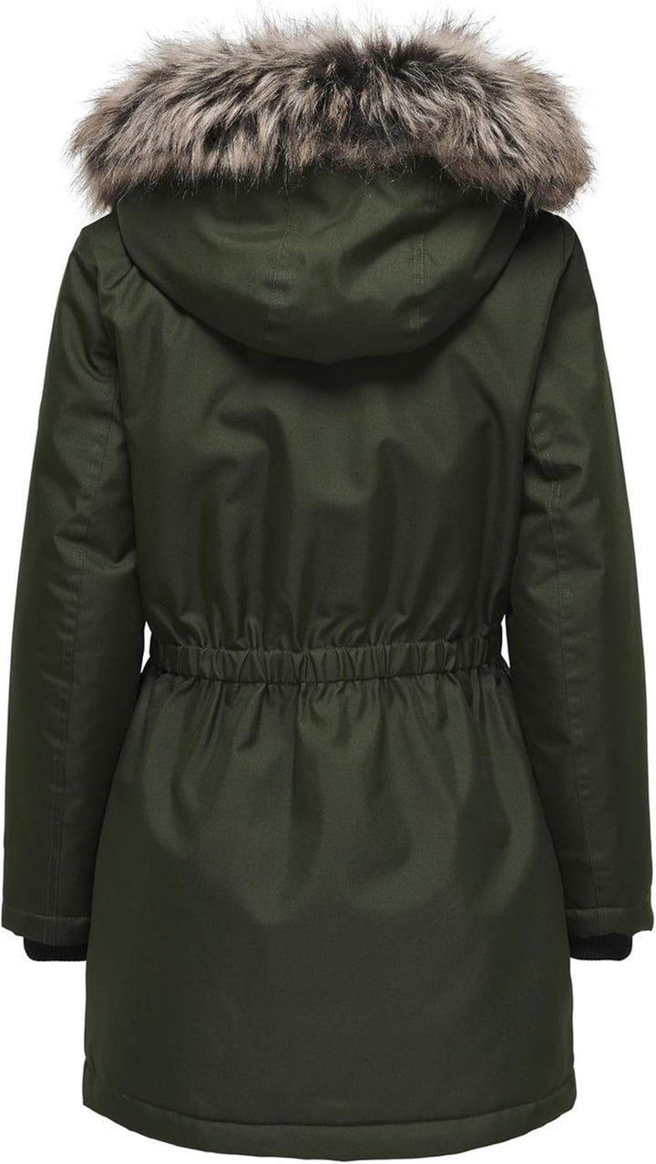 ONLY Damen Mantel XS Rosin/Detail:BROWN FUR, XS Rosin/Detail:BROWN FUR