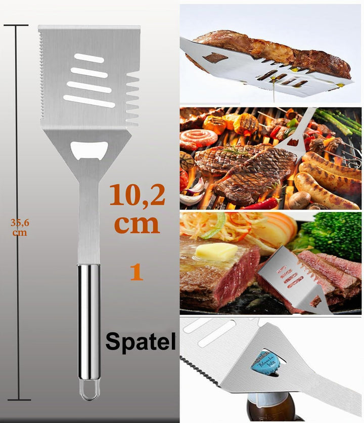Grillbesteck Set,Grillset Grillzubehör im Geschenke für Männer,21-Stück Edelstahl Barbecue-Utensilie