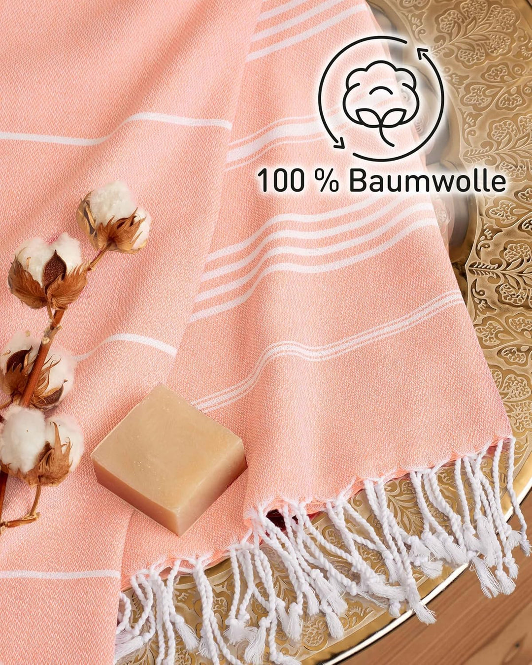 Fit-Flip Hamamtuch aus 100% Baumwolle – saugfähig und schnelltrocknend – türkisches Saunatuch, Stran