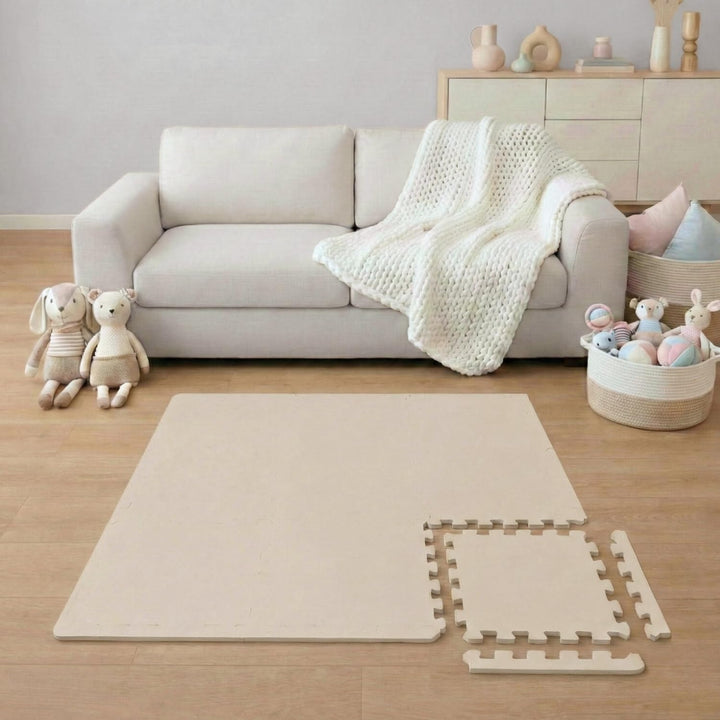 LittleTom Spielmatte Baby Puzzlematte mit Rand - 9 Matten je 30x30x1 cm Krabbelmatte 90x90 cm Bodenm