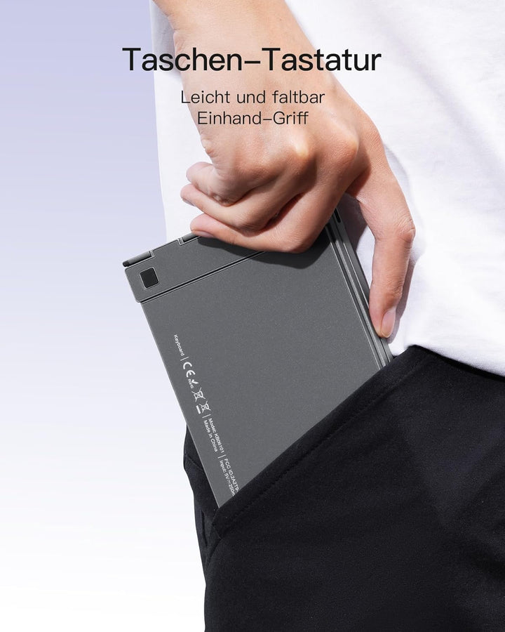 Inateck Faltbare Tastatur, KI-Tastatur mit Touchpad, Bluetooth Wireless Mini-Tastatur, Pocket-Tastat