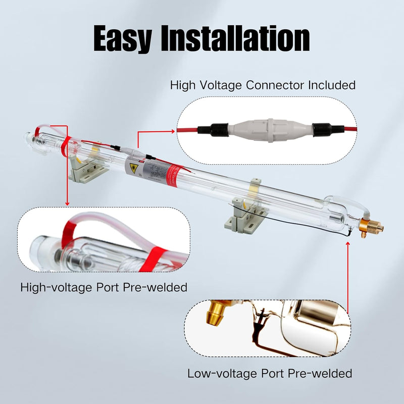 MCWlaser CO2 Laserröhre 80W Laser Tube Actual 80W 90W 100W Length 1250mm Dia 80mm for CO2 Laser Engr