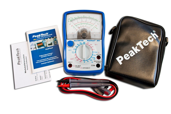 PeakTech Analog Multimeter ; Cat III 600V ; Amperemeter 10A DC ; Voltmeter 500V AC/DC ; Ohm-Meter ;