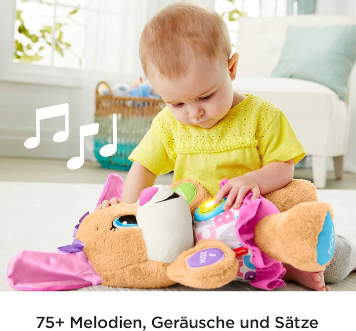 Fisher-Price Lernspass Hundefreundin, sprechendes, singendes Kuscheltier, Baby Spielzeug ab 6 Monate