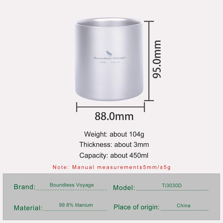 iBasingo Outdoor Camping Titan Becher 450ml Reisebecher Doppelwandige Isolierte Tasse Faltbare Kaffe