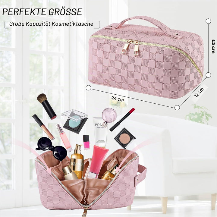Reise Kosmetiktasche Damen mit Grossem,Tragbare Reise Make Up Tasche,Wasserdichter Schminktasche kul