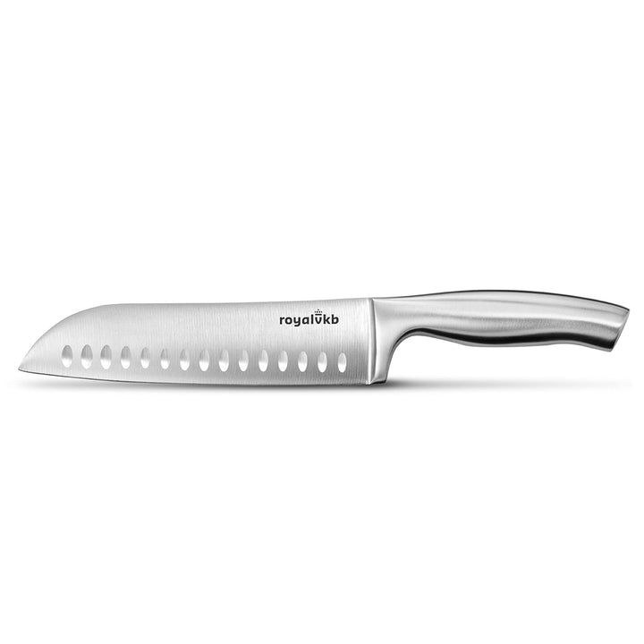 royalvkb VKB KN0417 Santokumesser, Edelstahl, ergonomischer Griff, 18 cm Klinge, spülmaschinenfest,