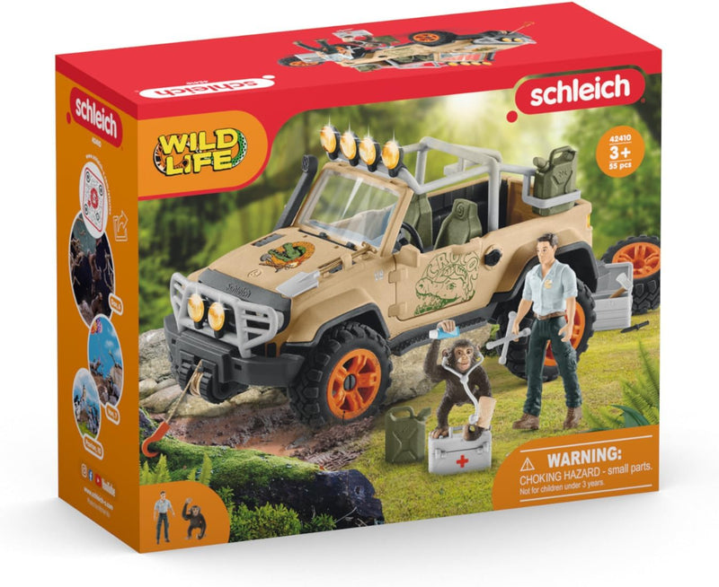 schleich 42410 Geländewagen mit Seilwinde, für Kinder ab 3+ Jahren, WILD LIFE - Spielset