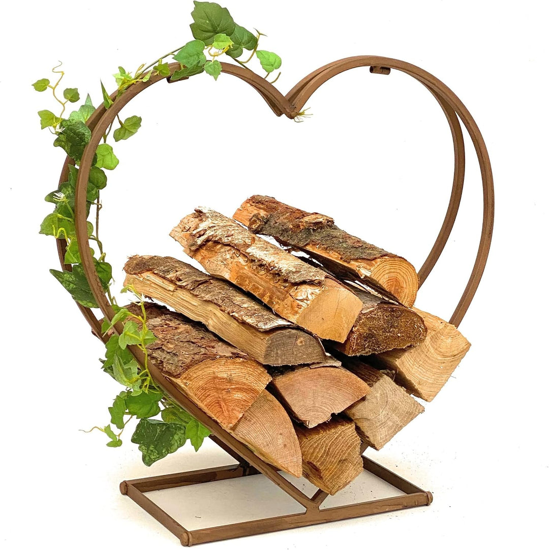 DanDiBo Kaminholzregal Innen Metall Herz Kaminholzständer 2013221 M 53 cm Holzkorb Kaminholzhalter H