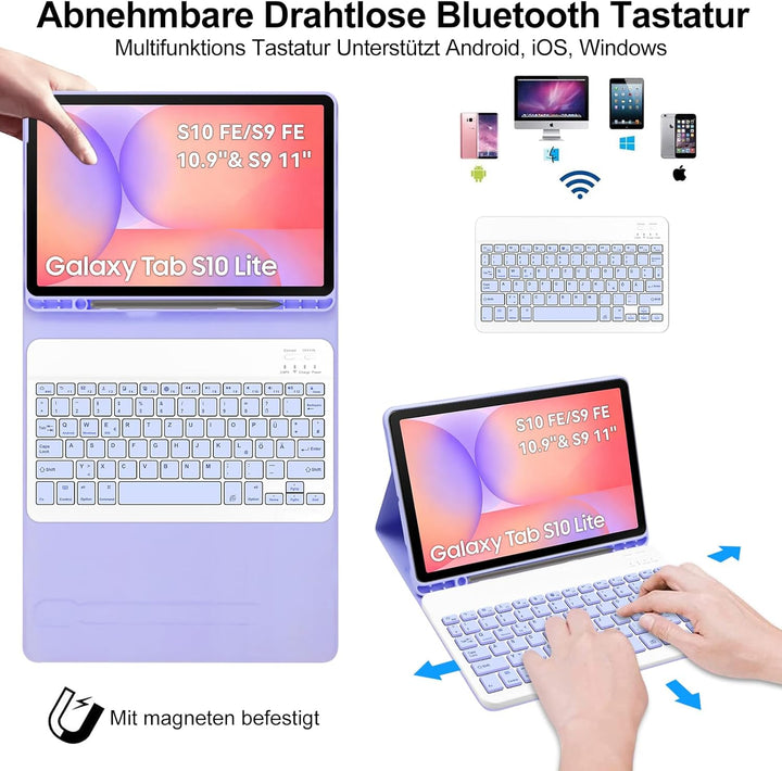 Lachesis Tastatur Hülle für Samsung Galaxy S10 Lite/S10 FE/S9 FE 10.9 Zoll/Tab S9 11 Zoll, Schutzhül