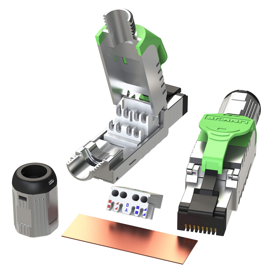LINKUP - RJ45 Connectors Cat6A (6 Pack) Shielded Metal Die-Cast Field Modular Termination Plug | 10G