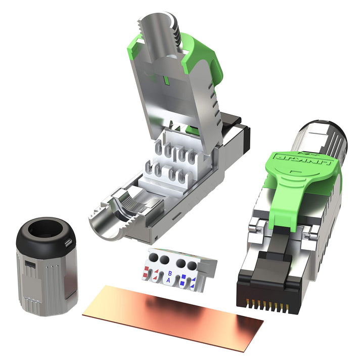 LINKUP - RJ45 Connectors Cat6A (6 Pack) Shielded Metal Die-Cast Field Modular Termination Plug | 10G