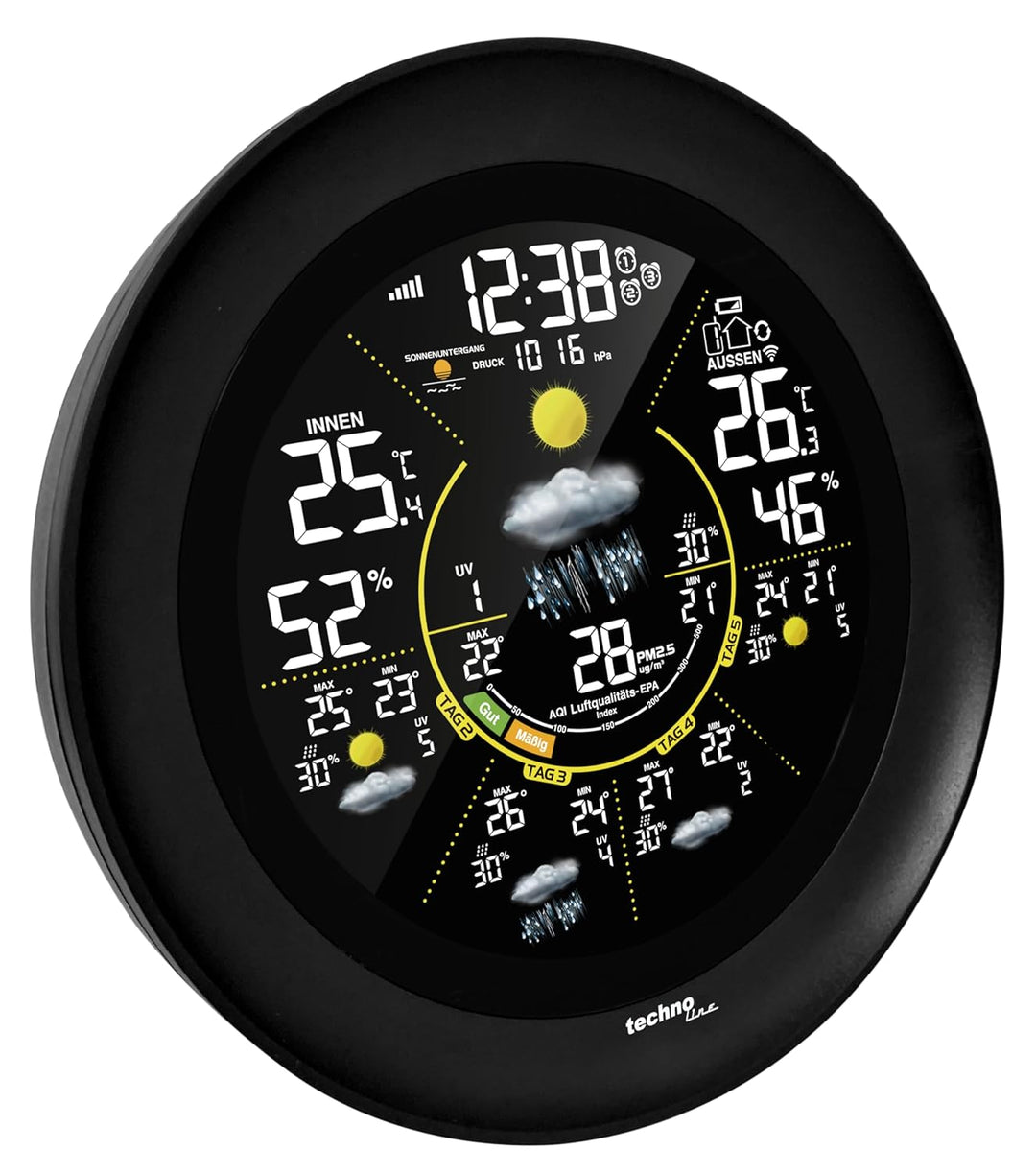 WD3040 Internetwetterstation, elegantes Sonder-Design, regionale Wettervorhersage, Temperaturen, Nut