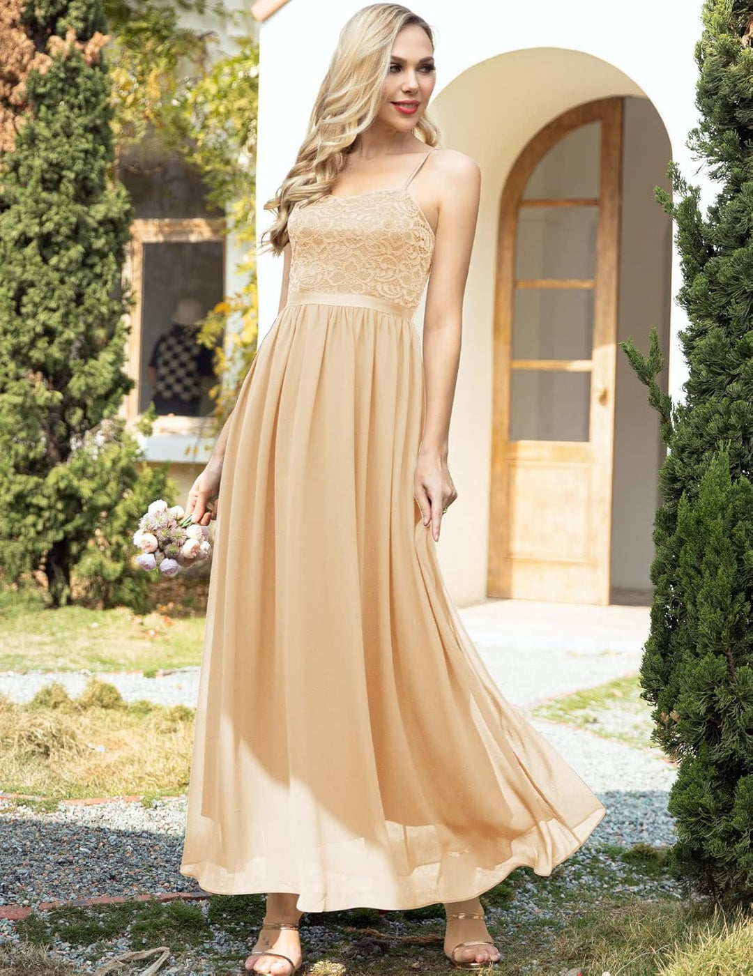 DRESSTELLS Abendkleider Elegant für Hochzeit Festlich Ballkleid Damen Lang Brautkleid Standesamt Bra