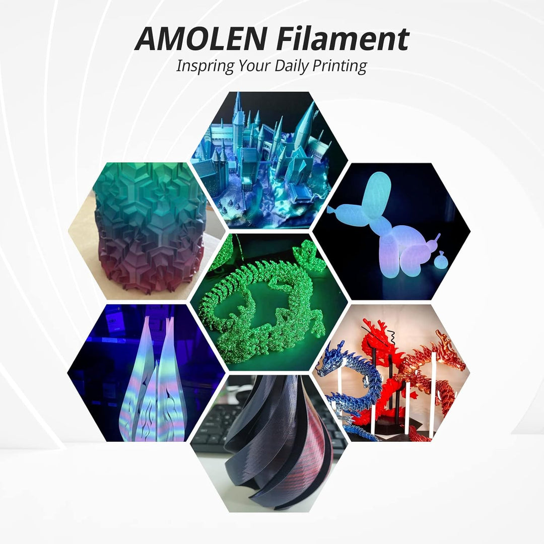 AMOLEN 3D Filament Massgenauigkeit +/- 0,02 mm, Sauber Gewickeltes, Kompatibel Mit 3D FDM Druckern,