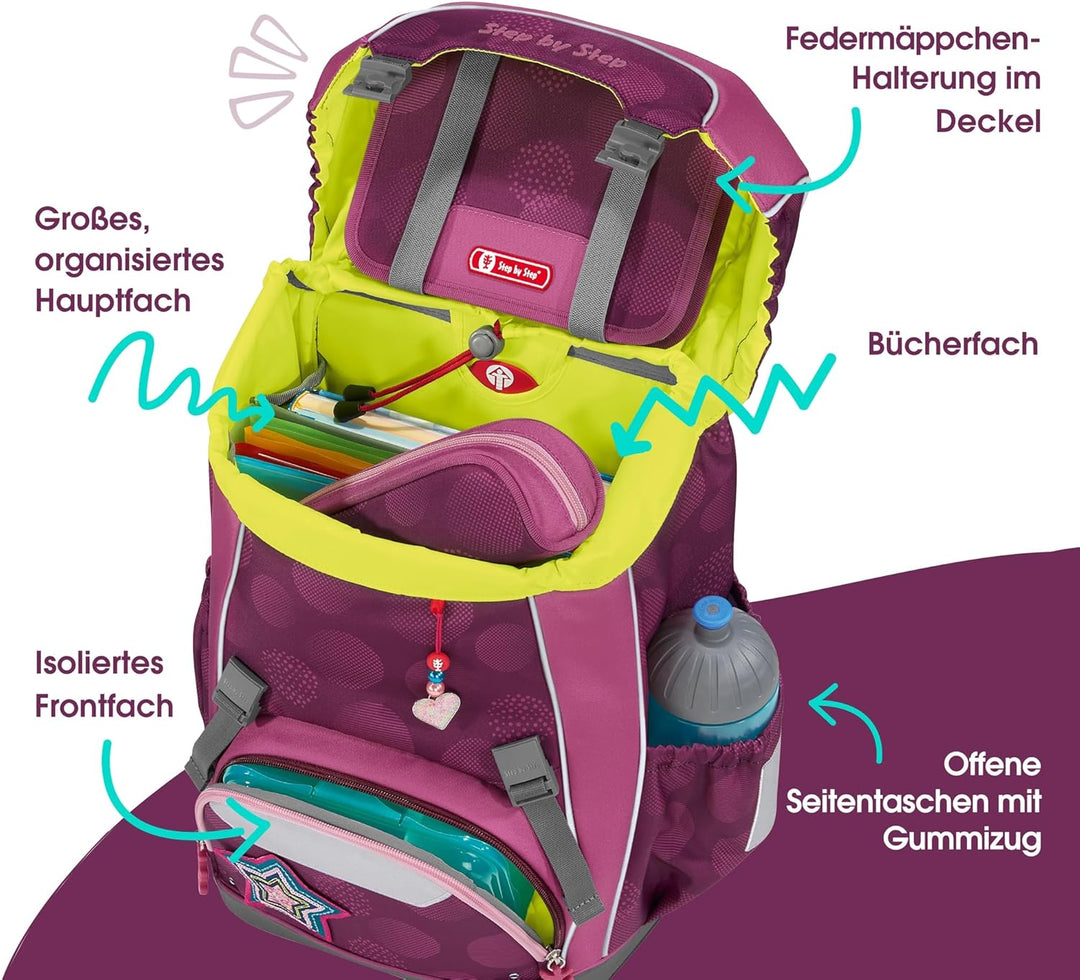 Step by Step GIANT Schulranzen-Set, 5-teilig, ergonomischer Tornister mit Reflektoren, höhenverstell