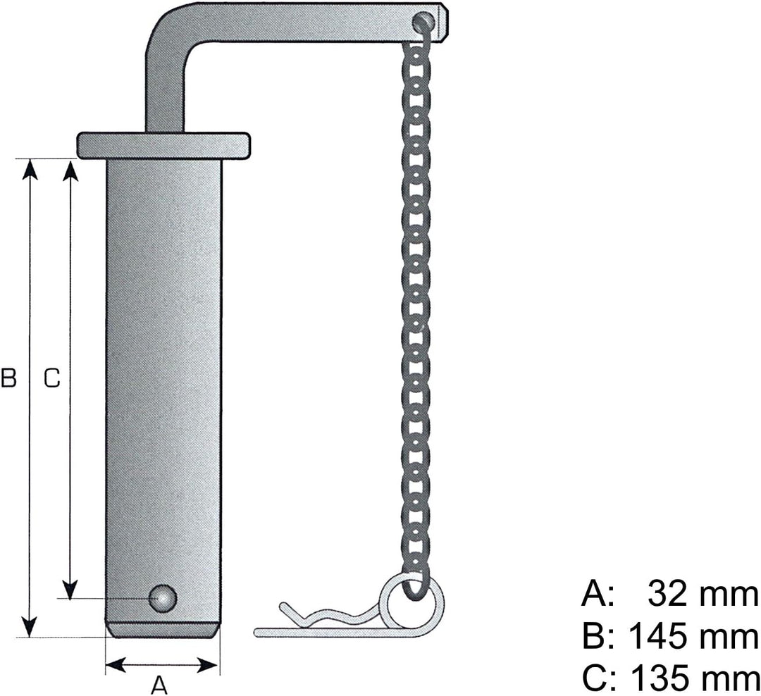 Bolzen Sticken Federstecker 32 x 145mm Anhängerbolzen Anhängerkupplung