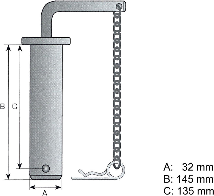 Bolzen Sticken Federstecker 32 x 145mm Anhängerbolzen Anhängerkupplung