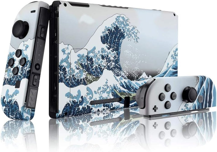 eXtremeRate Hülle Case für Nintendo Switch Joycon/Konsole, Rückgehäuse&Kickstand für Switch Console,