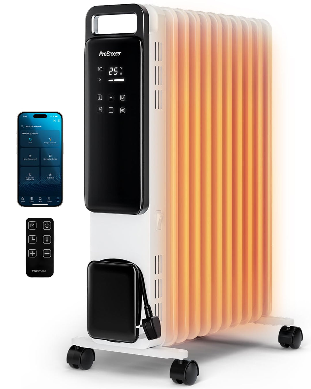 Pro Breeze 2500W Ölradiator mit 11 Lamellen, Smart Heizung elektrisch - Ölradiator energiesparend, 3