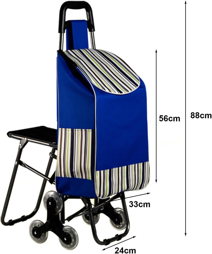 Einkaufstrolley Klappbar mit Sitz, Trolley Einkaufstrolley Treppensteiger, Robust und Langlebig, Fal