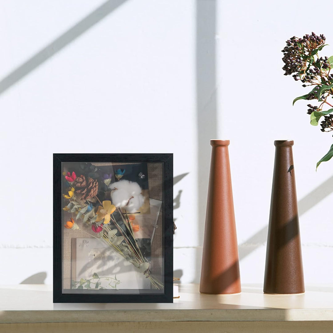 GraduationMall Schwarz 20x25cm 3D Bilderrahmen Tief Objektrahmen Schaukasten Türvitrine Retro Weiss,