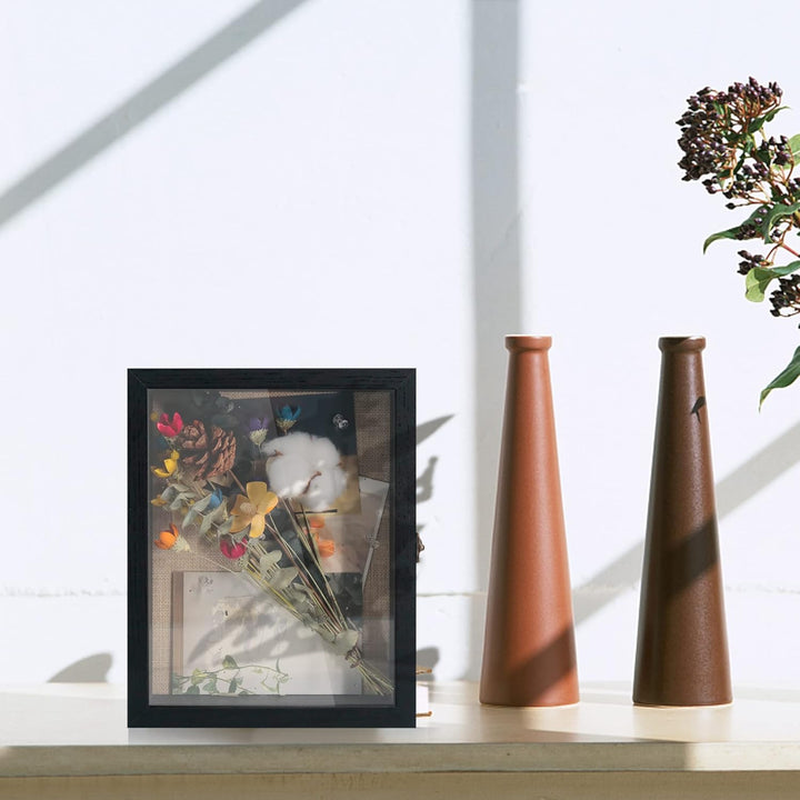 GraduationMall Schwarz 20x25cm 3D Bilderrahmen Tief Objektrahmen Schaukasten Türvitrine Retro Weiss,