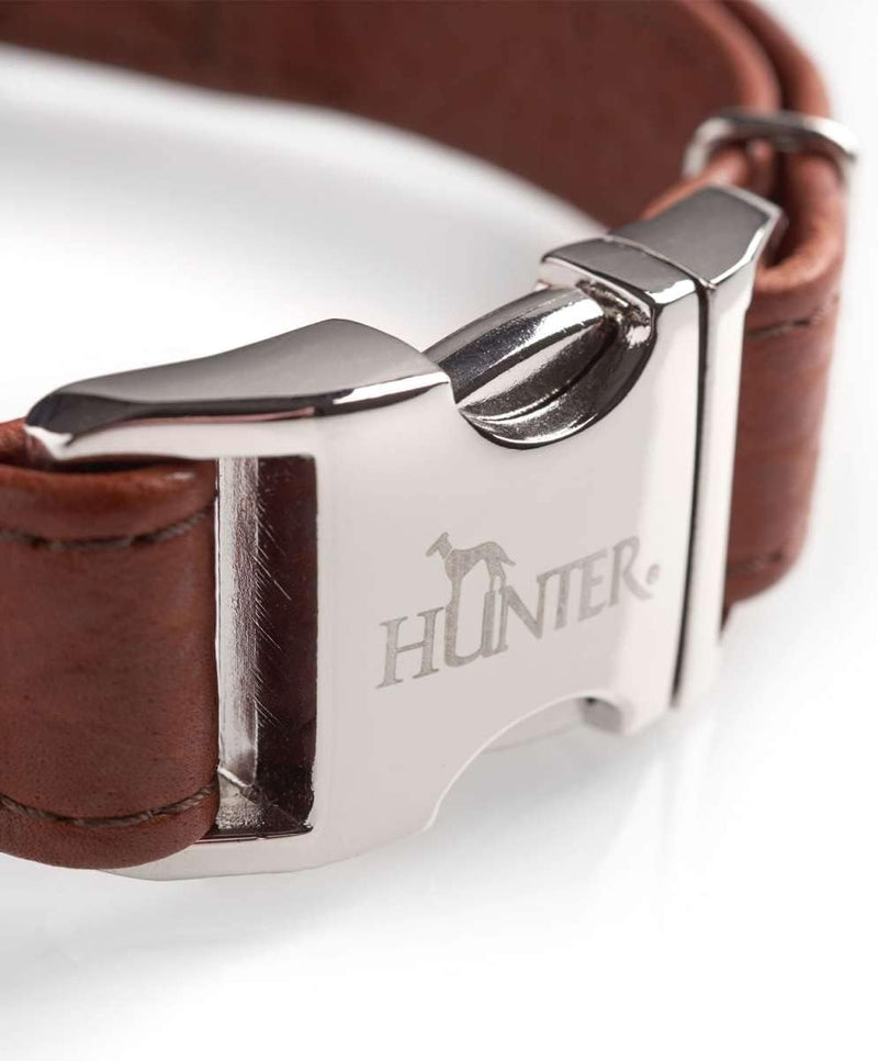 HUNTER CODY ALU-STRONG Halsung, Hundehalsband mit Aluminium Steckverschluss, Leder, rustikal, weich,