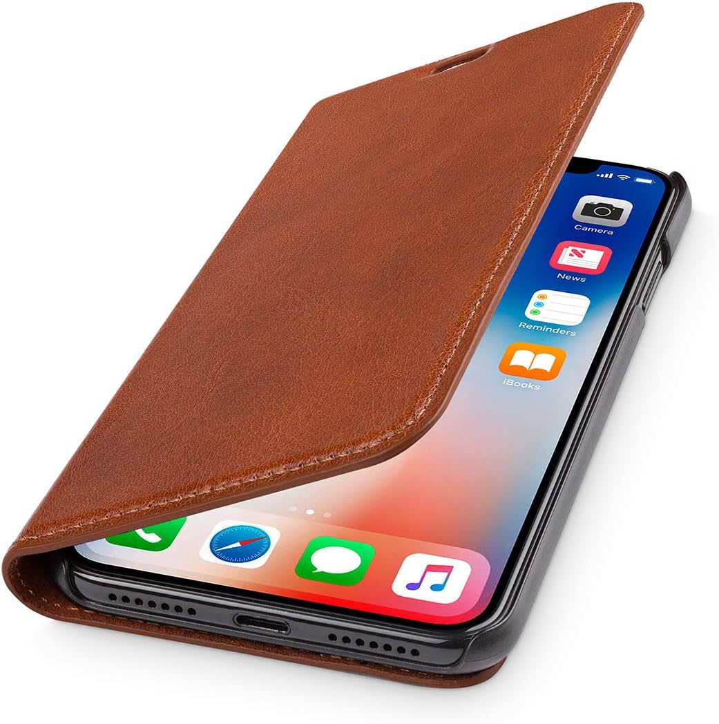 WIIUKA Echt Ledertasche - TRAVEL Italy - für Apple iPhone XS MAX - PFLANZLICH GEGERBTES Leder - Cogn