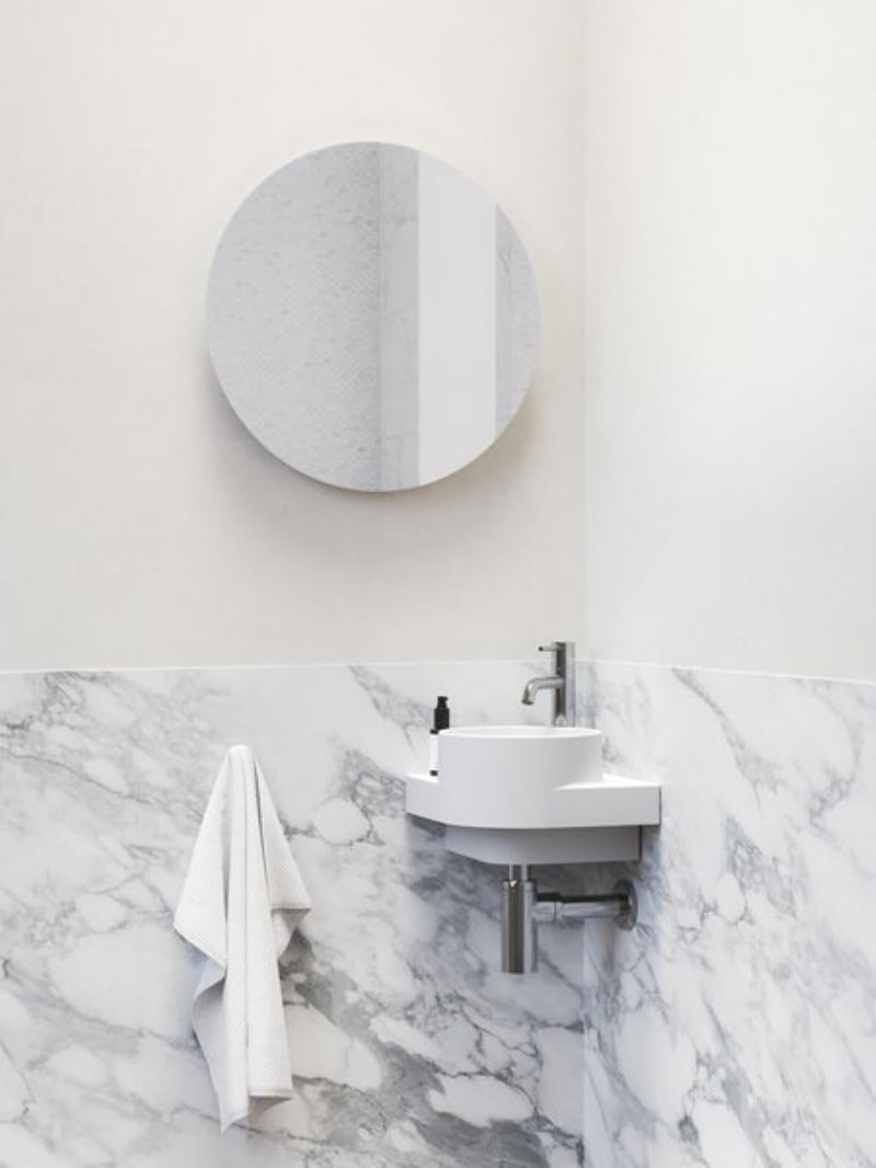 Eckwaschbecken-Set mit Original-Einbauregal und Edelstahl/Chrom Zubehör, Eckwaschbecken zur Wandmont