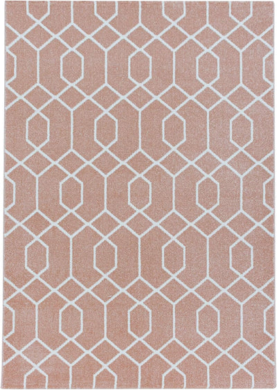 HomebyHome Teppich Wohnzimmer 200x290 cm Rosa Retro Linien Design - Schlafzimmer Teppich Kurzflor Ex