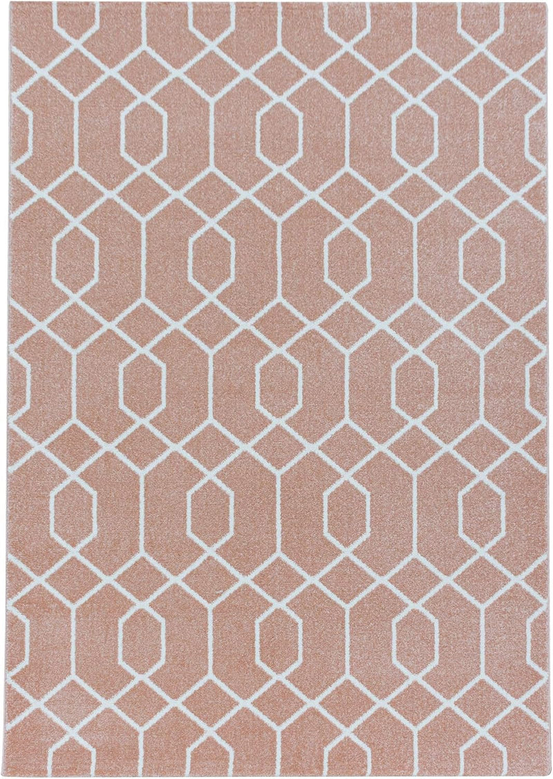 HomebyHome Teppich Wohnzimmer 200x290 cm Rosa Retro Linien Design - Schlafzimmer Teppich Kurzflor Ex