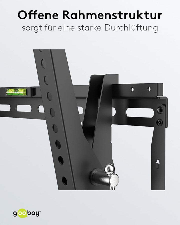 goobay TV-Wandhalterung neigbar 32–55 Zoll, VESA 400x400, bis 70 kg, Click-System – Pro TILT M – 499