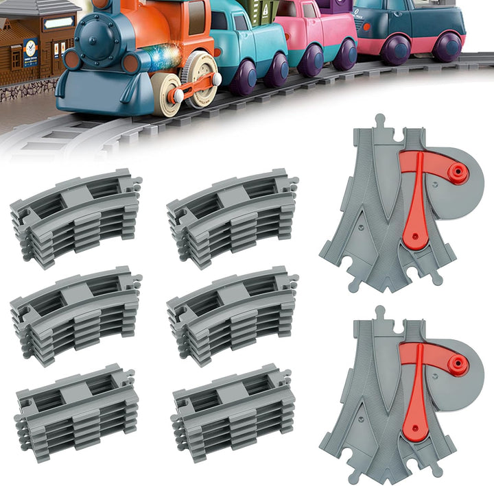 POFIBO Eisenbahn Schienen Set - 32 Stück Bausteine Zug Schienen Set, Eisenbahn Erweiterung, Spielzeu