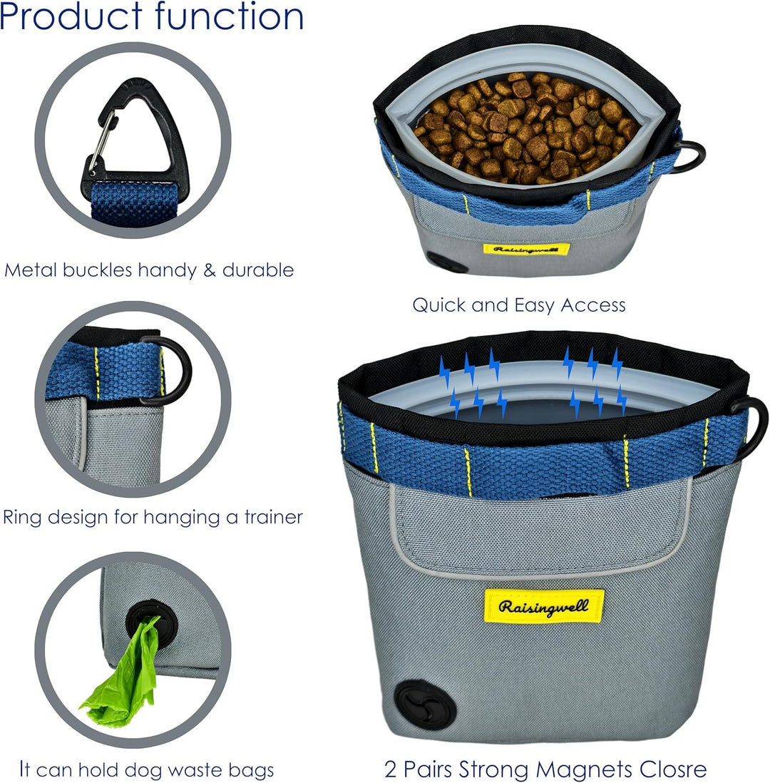 Raisingwell Leckerlitasche für Hunde, Multifunktions-Gassi Tasche mit Silikonbeutel, Futterbeutel fü