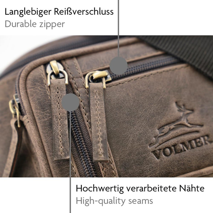 Fa.Volmer ® Bauchtasche | Gürteltasche | Hüfttasche in Echt-Leder für Damen und Herren | braun (Umbr